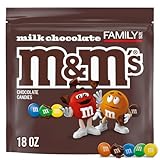 M&M'S Milk Chocolate Candy, Family Size, 18 oz Resealable Bulk Candy Bag