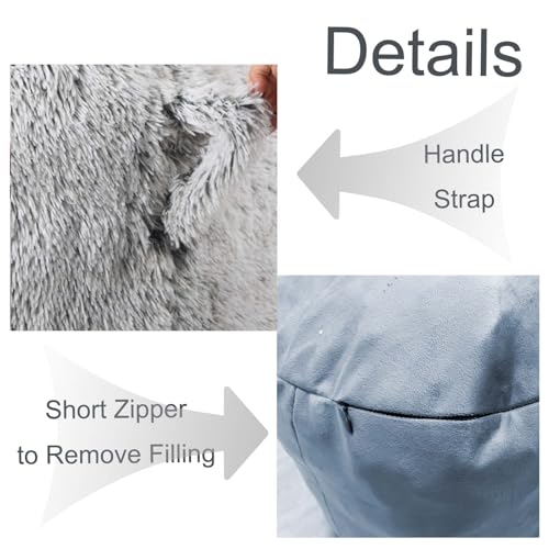 Image of Bean Bag Chairs, Memory Foam Stuffing Bean Bag Chair for Adults /Teens /Kids, Plush Faux Fur Lazy Sofa Furniture with Removable High-Rebound Memory Foam for Living Room Bedroom College Dorm