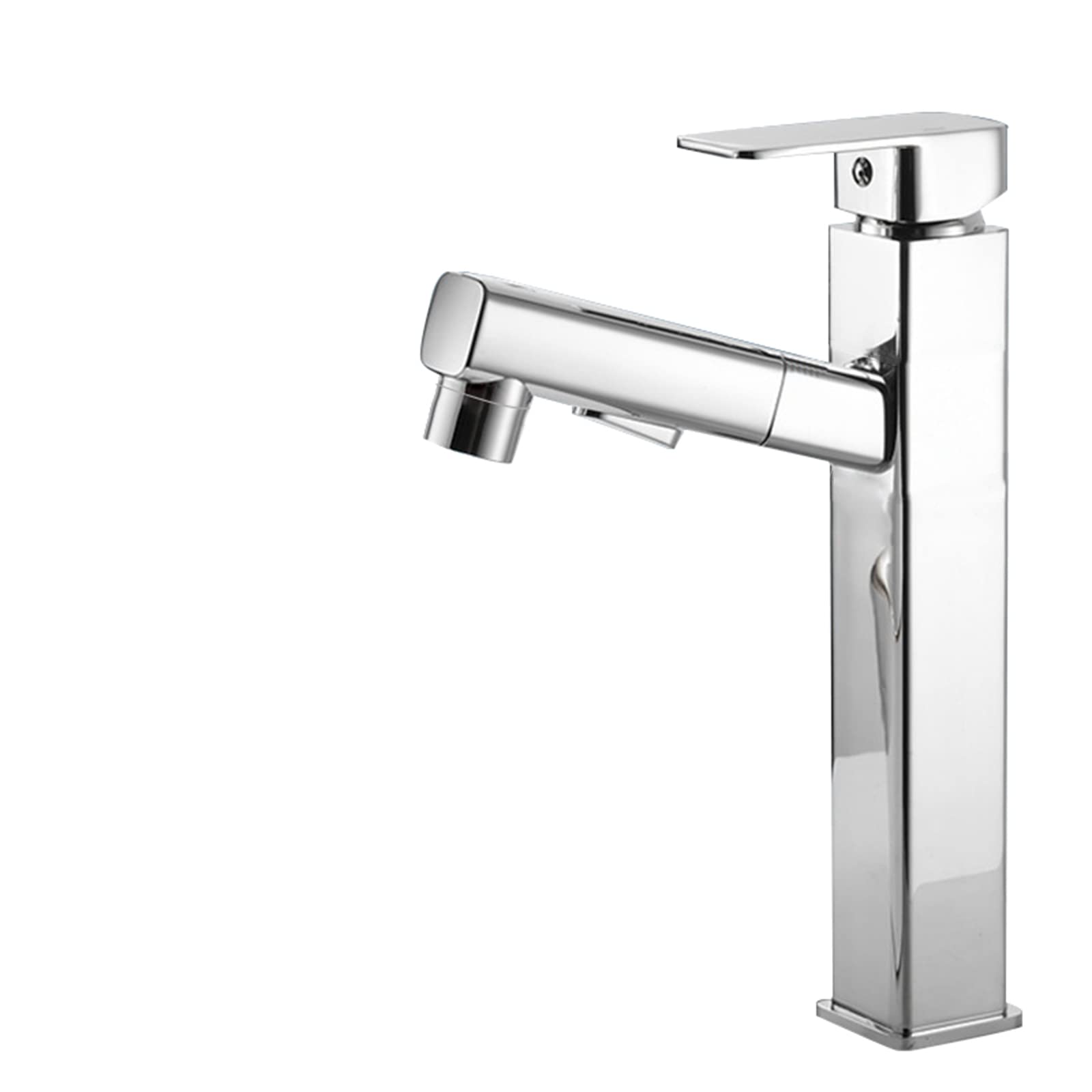 Mitigeur de lavabo de salle de bain pivotant avec douchette cuisine grand robinet Chrome-A