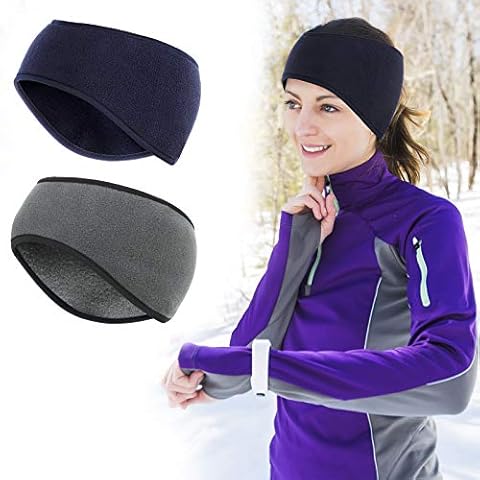 HHOOMY Winter Sport Headband Ear Warmers Headbands for Men Women, Fleece Ear Cover Headbands, Cold Weather Ear Muffs for Running, Cycling and Daily Wear (2 Pack) Cover
