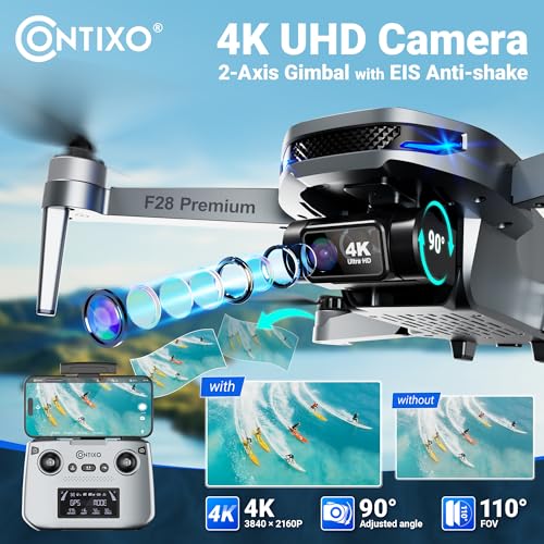 Contixo F28A Premium Drone With 4K Camera, Two-axis Gimbal, 23 Mins Flight Time, 110° Wide-angle, Follow Me, Auto Return, 1000m Control Range, GPS Professional Drones For Adults, Beginner, Teenager - Image 6