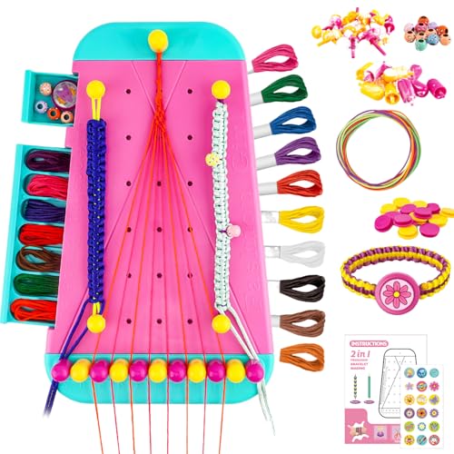 Jortmrd Kit para Hacer Pulseras, Hacer Pulseras Niñas, Kit Pulseras para Hacer Niña con 30 Paquetes de Hilos para Niños de 6-12 Años (Rosa)