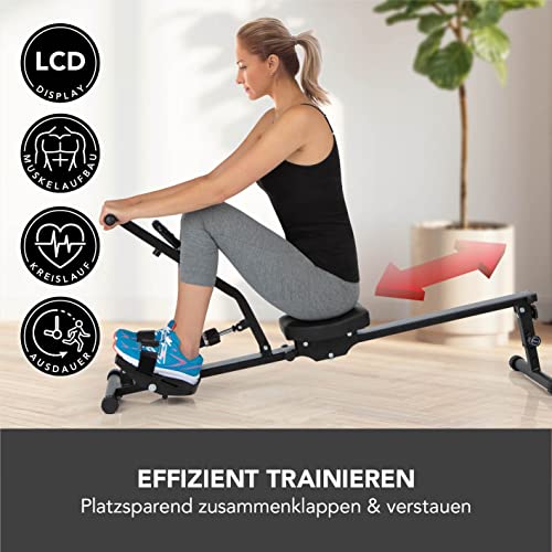 MAXXMEE Klapp-Rudergerät: Effizientes Ganzkörpertraining auf kleinem Raum | 12 Widerstandsstufen | Ruckelfrei… – Bild 4