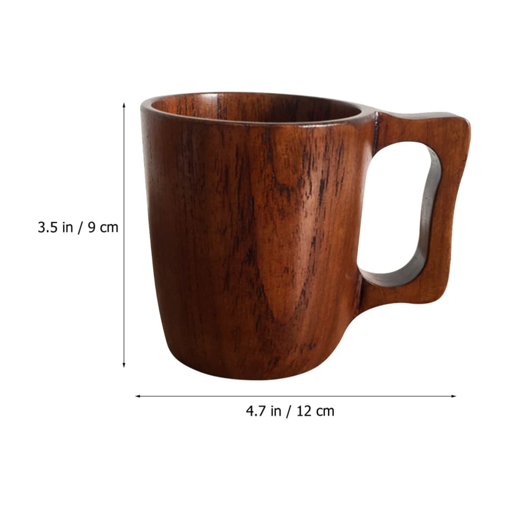 INOOMP Wooden Coffee Mug Rustic Coffee Cups Water Drinking Glasses Wood Drinkware Kitchen Gadgets for Home Travel Outdoor