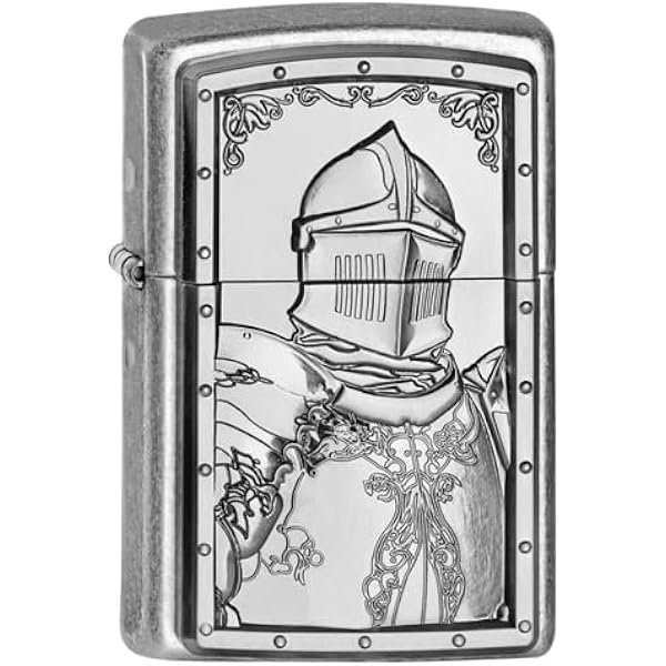 Zippo Zapalniczka Sztormowa Knight's Tale, Antyczny Srebrny, Emblemat, Wielokrotnego Użytku, Wiatroszczelny Design, Pudełko Prezentowe, Wyprodukowana w USA