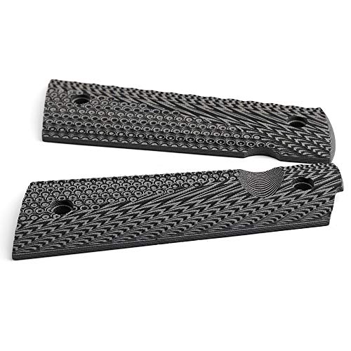 1911 Full Size G10 Grips, Magwell Cut, Ambi Safety Cut, Ops Texture, Cool Hand Brand, Grey/Black #TOP4