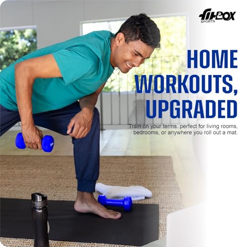 Image of FitBox Sports Premium 4kg (2kg x 2) Neoprene Coated Cast Iron Dumbbells for Exercise & Fitness | Strength Training for Home Gym - Red
