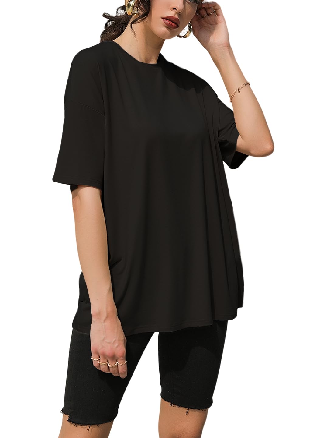 AirMood Maglietta oversize da donna a maniche corte estiva, vestibilità larga, oversize