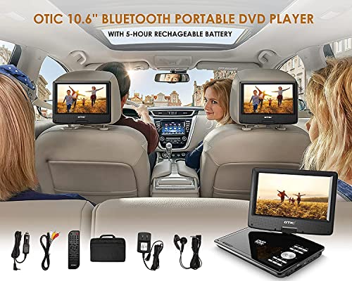 Otic 9''Bluetooth Portable Dvd Player With Bluetooth 9.0''Hd Swivel Screen,5H Rechargeable Battery For Car&Kids,(Headrest Mount Case&Headphone,Remote,Support Cd/Dvd/Sd Card/Usb/Sync Tv,Region Free) #TOP3