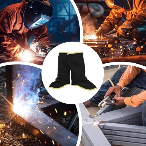 Polainas para soldar de cuero con resistencia térmica para botas 4