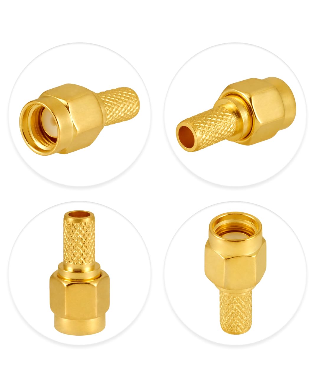 Vecys 10 PCS SMA Connettori SMA Maschio Crimpare a Connettore per RG58 RG142 RG400 VLMR195 RF Coassiale Cavo
