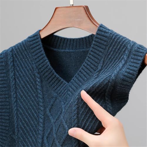 Men's Sleeveless Knitted Sweater Vest Autumn and Winter V-Neck Textured Fashionable Casual Vest4
