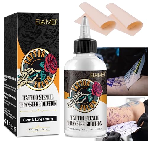 Stencil Tattoo Transfer 150 ml - Gel Profesional para Transferencia de Tatuajes - Líquido para Tatuadores - Alta Precisión y Fijación de Larga Duración - Evita Borrados, Manchas y Repeticiones