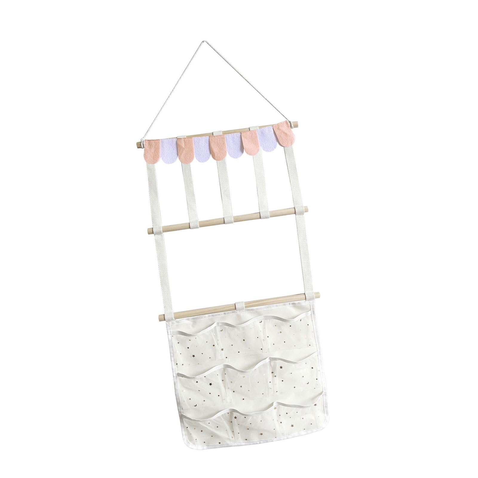 Qusinfc Wooden Hair Accessory Rack with Hooks for Barrettes, Scrunchies & Hair Ties Ties Storage Solution