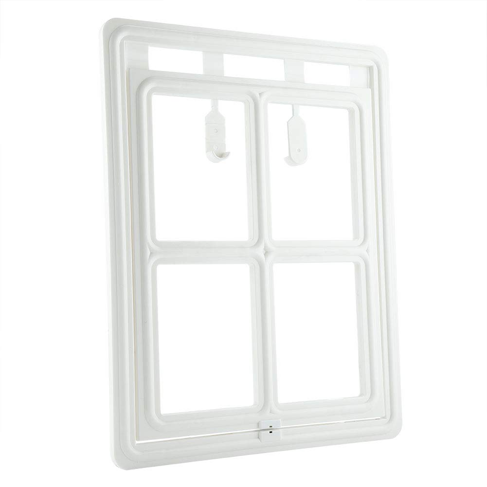 Porta per cani e animali domestici, in plastica, per cani, cuccioli e gatti, con chiusura magnetica, per finestra, cancello (XL bianco)