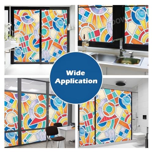 Image of Premium Vinyl Privacy Stained Window Glass Sticker (12x200 Inch) - Self-Adhesive Decorative Sticker Opaque Tint Wallpaper for Glass Cover Window, Door, Office, Home.| Anti-UV. Colorful Stones