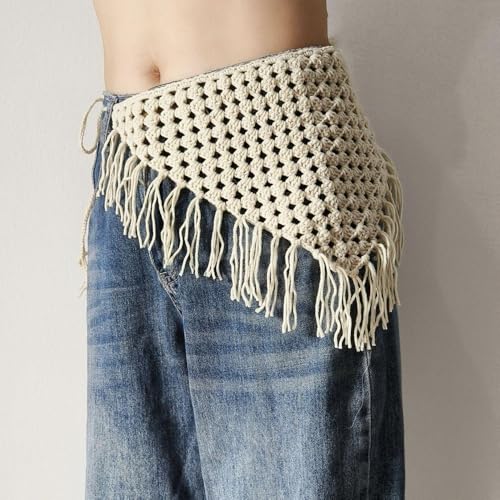 Sexy Hollow Out Mesh Braid Belt for Women,Boho Tassle Skirts Jeans Waist Belt,Bikini Cover Up Swimwear Headscarf4