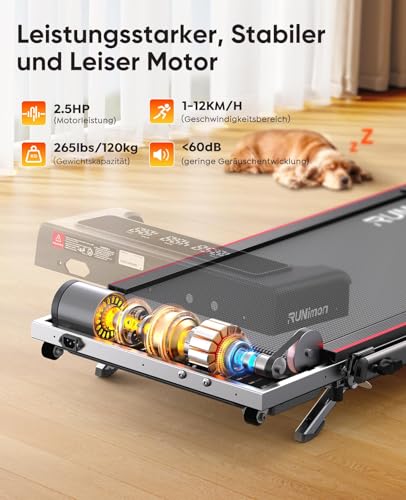 RUNIMON 6 IN 1 Laufband für Zuhause mit Neigung,12km/h Walking Pad mit 9% Steigung,2.5HP Klappbar Laufband für Zuhause & Büro,2-LED-Anzeige,120KG,Keine Installation - Zusatzansicht 4 | Tages Deals