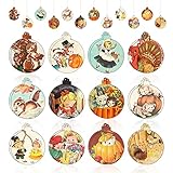 24pcs Fall Thanksgiving Tree Ornaments Happy Thanksgiving Hanging Decorations Pumpkin Turkey Maple L