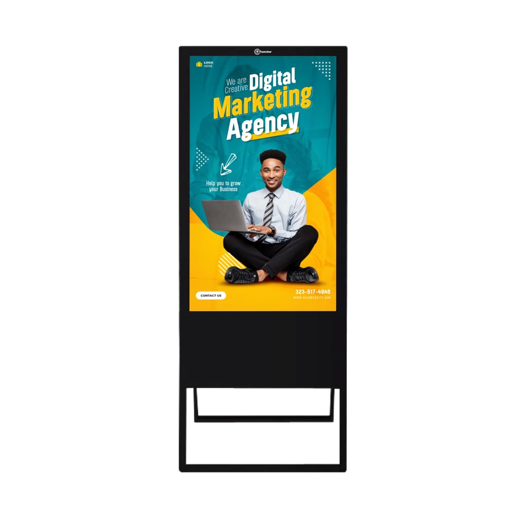 Trueview E Series 32 Inch Digital Signage Display A-Type Mount Android OS Full HD Non-Touch LED Screen 2GB RAM 16GB Storage HDMI USB WiFi Landscape & Portrait Commercial Advertising Board T291100-A
