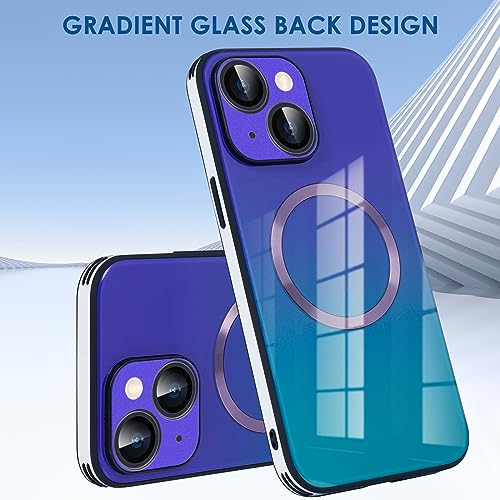 Coque iPhone 14 Pro magnétique violette verre dégradé protection objectif - 5