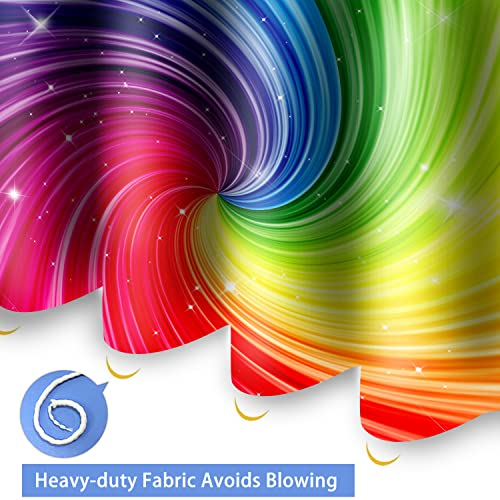 Latetomt Abstract Shower Curtain Rainbow Spiral Shower Curtain Shining Rainbow Inspired Bathroom Shower Curtain With 12 Hooks 72" X 72" Ltmyl003 #TOP4
