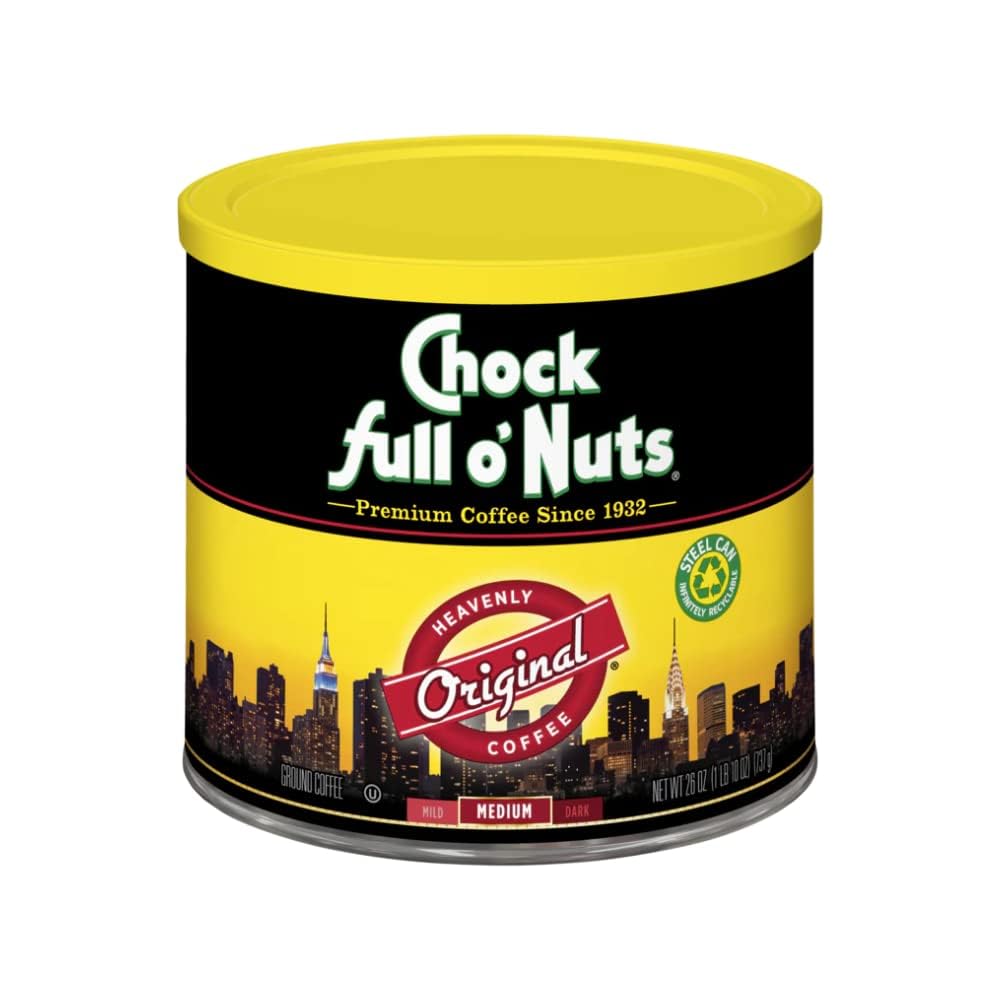 CHOCK FULL O NUTS Original Ground Coffee Canister, 26 oz
