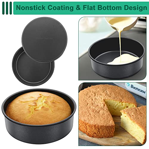 E-Far 6 Inch Cake Pan, 4-Piece Nonstick Round Cake Baking Pans For Wedding, Birthday, Layer Cake, Stainless Steel Core & Non-Toxic Coating, 2 Inch Deep #TOP4