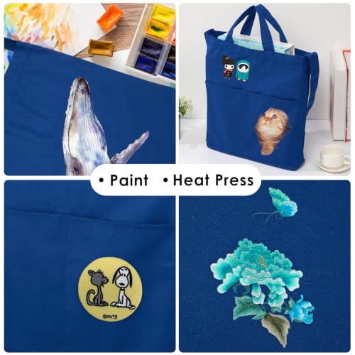 Image of Lily queen Natural Canvas Tote Bag for Crafting Reusable Grocery Shoulder Bags 2pcs