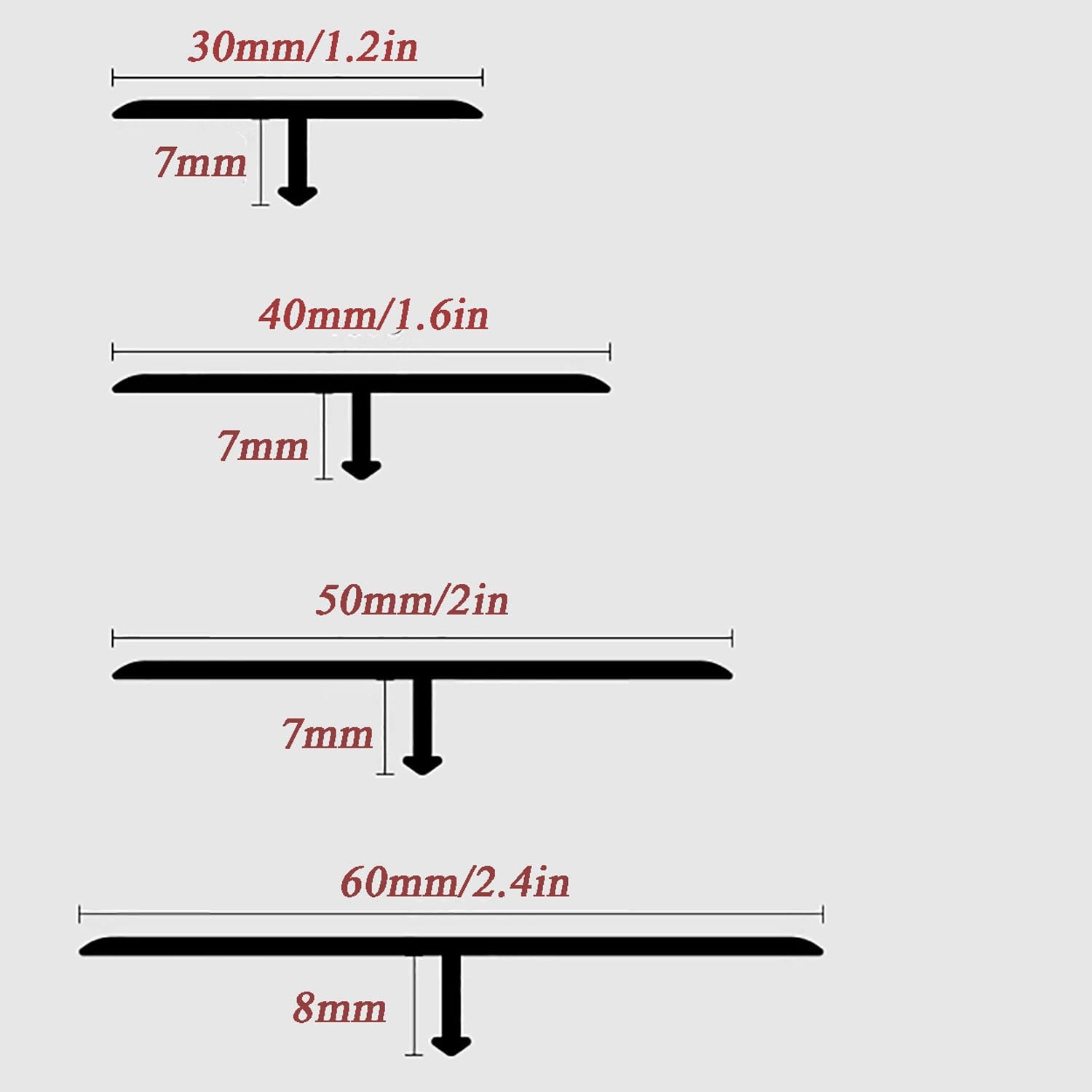Listwy przejściowe do podłóg, 2,7 m, ze stopu aluminium, do łączenia desek laminowanych, płytek, szczelin podłogowych, czarne, 30 mm dł. 2,7 m