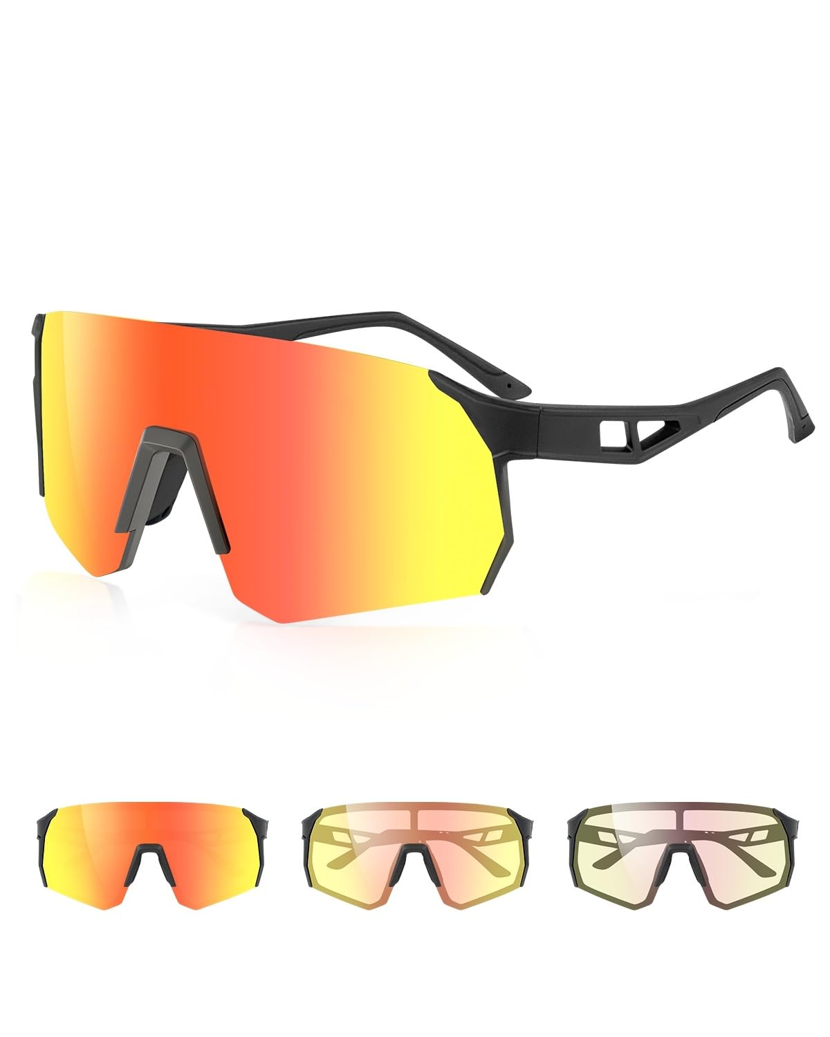 Lorrtta Cycling Glasses Mens Polarized Cycling Photochromic Sunglasses Mens UV Protection Men Superlight Frame Sports Sunglasses With Storage Bag for Outdoor Running Hiking