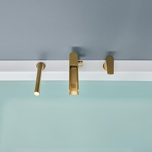 Miniatura 9 de Grifo de bañera romana en cascada de oro cepillado, grifos de bañera de latón con ducha de mano