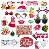 Qpout Accesorios para fotomatón de Navidad con marco de Feliz Navidad, accesorios para regalos de fiesta de vacaciones
