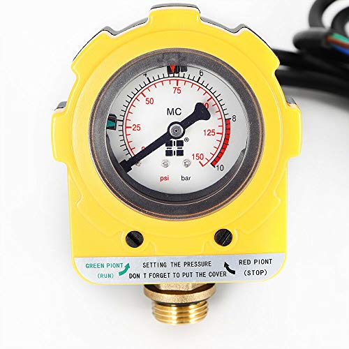 Preisvergleich Produktbild Pumpensteuerung, 220V Druckwächter 0-10Bar Druckschalter Gartenpumpe Tiefbrunnenpumpe Pumpenschalter für Tauchpumpe Selbstansaugende Pumpe