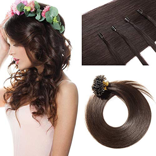 S-noilite U Tip Pre Bonded Human Hair Extensions Dark Brown 200strands 100g 22Inch Keration Fusion Nail Tip Hairpieces Silky Straight Brazilian Human Hair For Women #2