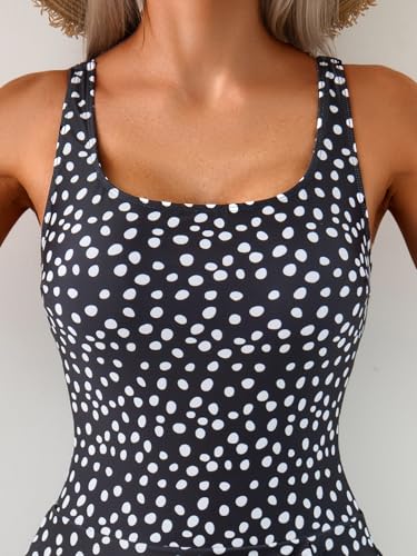 Image of Eomenie One Piece Swimdress Swimsuits for Women Tummy Control Swim Dresses Skirt Bathing Suit