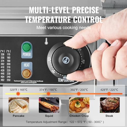 VEVOR 30" Commercial Electric Griddle 3000W Electric Countertop Griddle Non-Stick Restaurant 110V Teppanyaki Flat Top Grill Stainless Steel Adjustable Temperature Control 122°F-572°F (NO PLUG)