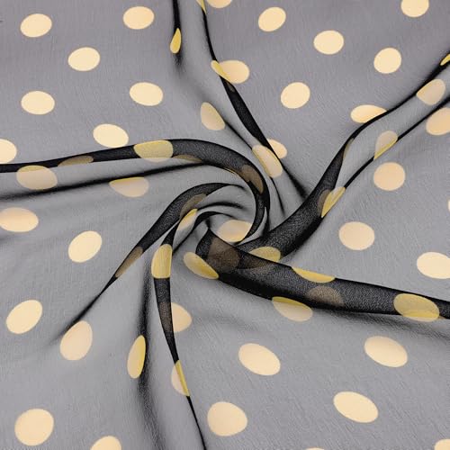 Women's 1950s Polka Dots Chiffon Scarf, Retro Lightweight Soft Sheer Long Head Wrap Shawl Scarves for All Season4