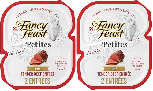 Image of Fancy Feast Purina Petites Tender Beef Entree Gourmet Wet Cat Food Pate - 2.8 oz. Tubs,(Pack of 24)