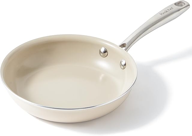Redchef Patelnia indukcyjna 20 cm, powłoka nieprzywierająca, patelnia z powłoką ceramiczną, patelnia nieprzywierająca z uchwytem ze stali nierdzewnej, nie zawiera PTFE, nie zawiera PFOA, bez PFAS,