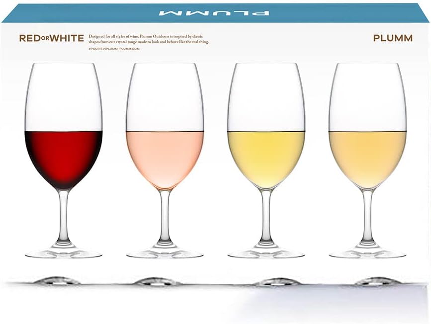Plumm Outdoors Red/White Red/White Wine Glasses, Clear, PLUO6660RW