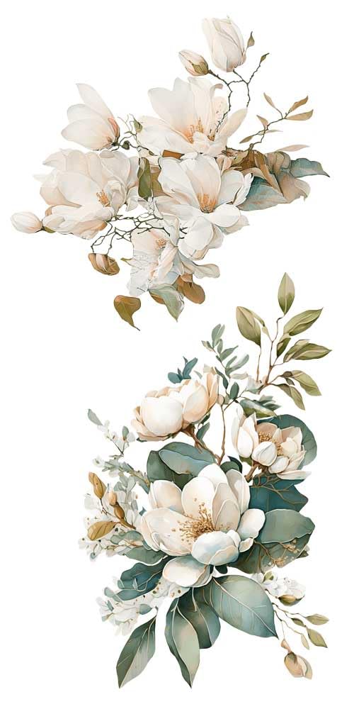 Papers For You - Trasferimenti decorativi per artigianato e mobili/adesivi di trasferimento decorativo/15 x 30 cm 6"x 12" 4 fogli (Magnolie)