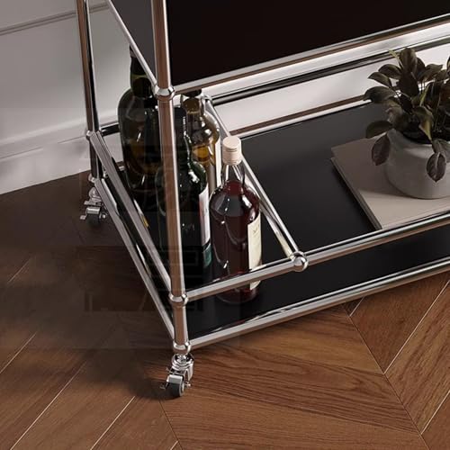 Carrito rodante de 3 niveles con asas y ruedas – Carro para ahorrar espacio para el hogar, oficina, cocina y garaje – Solución de almacenamiento negra versátil