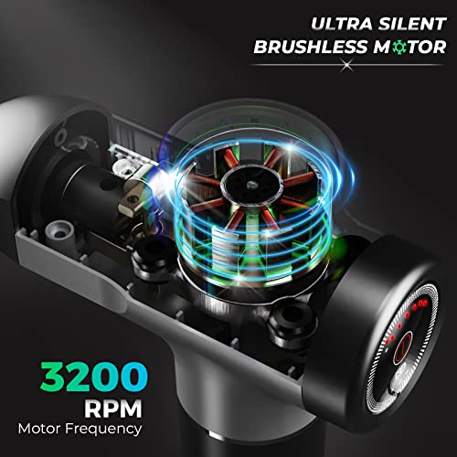 Image of beatXP Flash Massage Gun, Body Massager | Touch Button - Percussion Gun Back Massager for Women & Men with Brushless Motor, Case (4000 mAH Battery) & up to 18 Months Warranty (Metallic Silver)