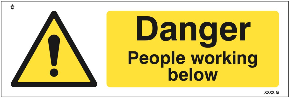 Danger people working below Rigid PVC Safety Sign