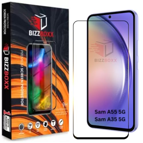Image of Premium Screen Protector Compatible With Samsung Galaxy A55 5G | Sam A55 5G | Tempered Glass Guard | Anti Static | Edge to Edge | 9H Hardness | With Easy Installation Kit (Pack of 1)