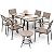 Pamapic 8-Piece Patio Dining Set?Outdoor Aluminum Furniture Set with Plastic-Wood Table Top,Outdoor Furniture Set with 6 Outdoor Stackable Chairs for Patio Garden Poolside?Walnut