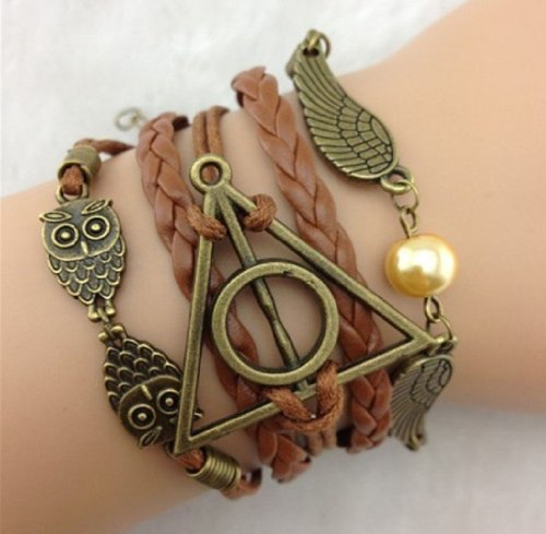 Jovana 1 pcs Brown Infinity Retro Owl Angel Wings Multilayer Bracelet