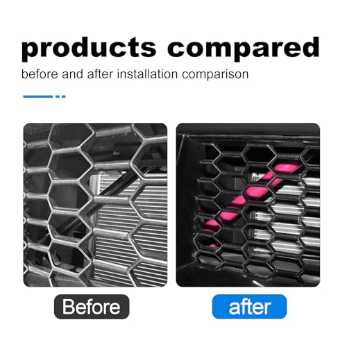 Image of KUNGKIC For 2024 2025 Mustang Grill Inserts Trims ABS V Brace Stripes Wrap Covers Exterior Car Accessories (Pink)