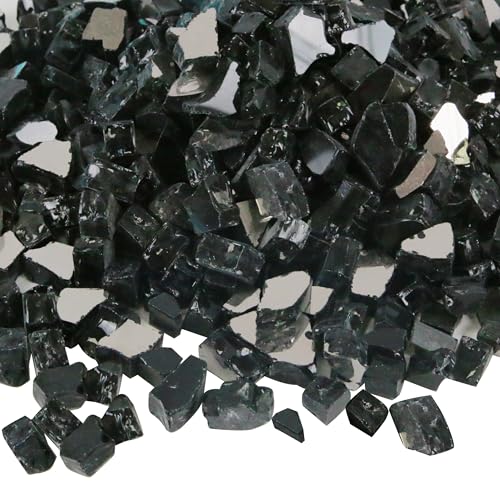 Sunnyglade 10 lb Fire Glass, 1/2" Black Reflective Rocks